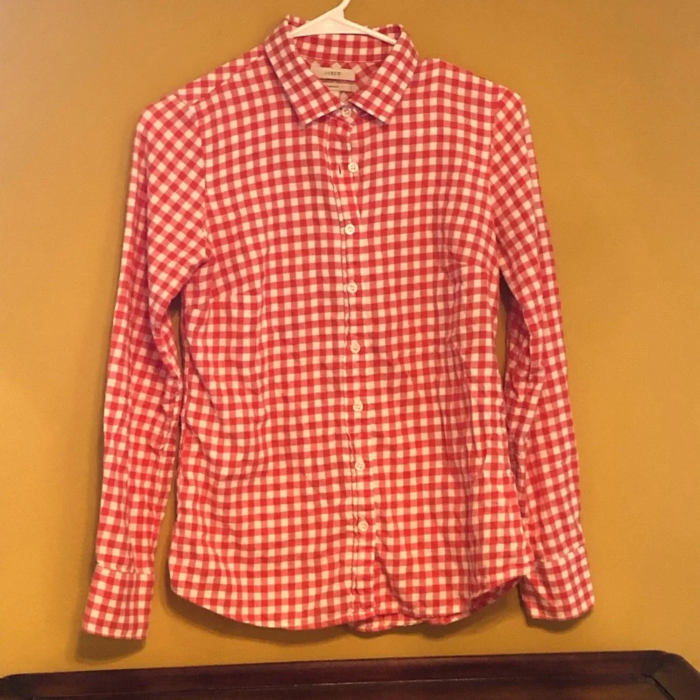 J Crew Women’s Perfect Pink Plaid Button Down Size 0 - Picture 3 of 8